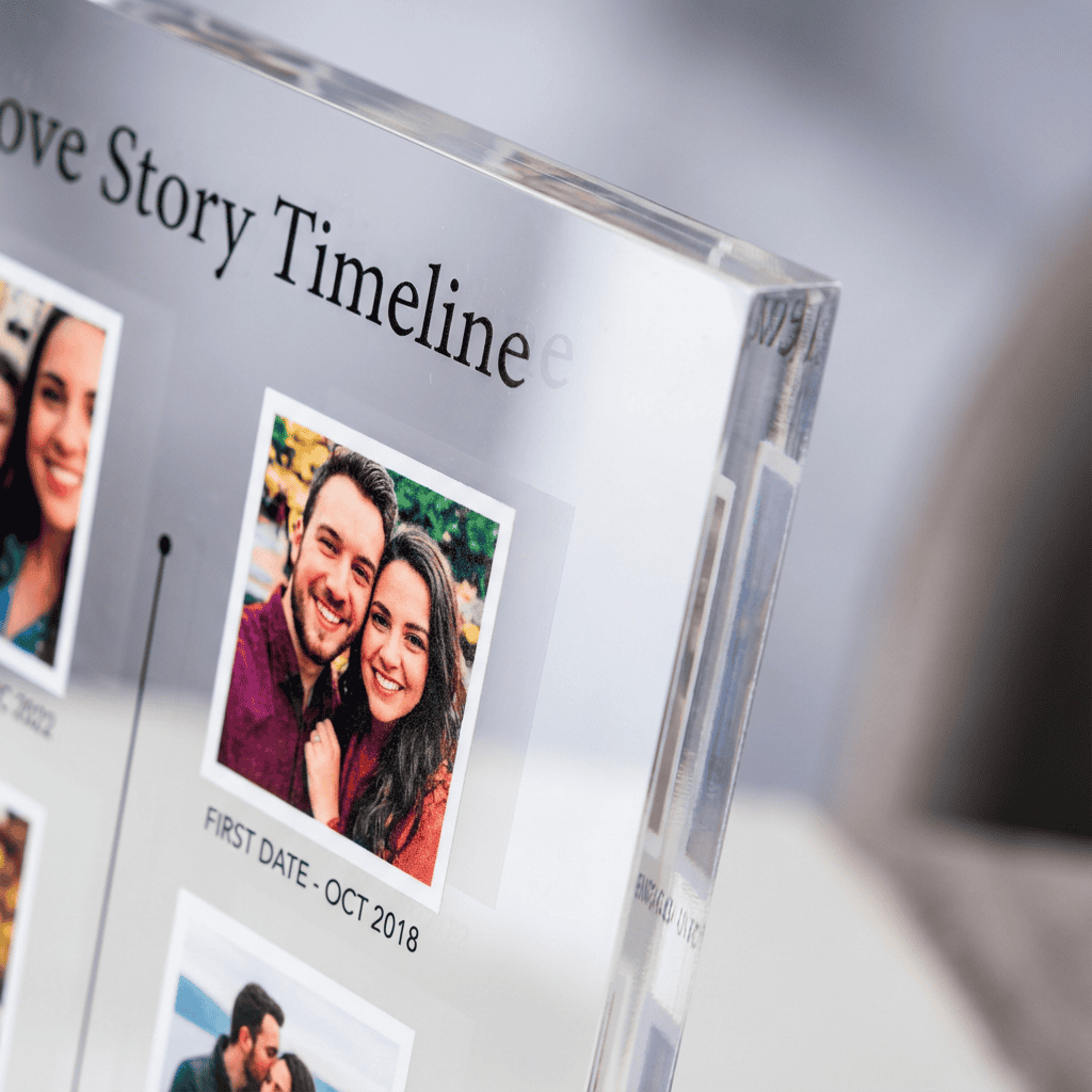 Love Story Timeline auf Acrylglas A4 – Personalisiert mit 4 Fotos – Bild 6