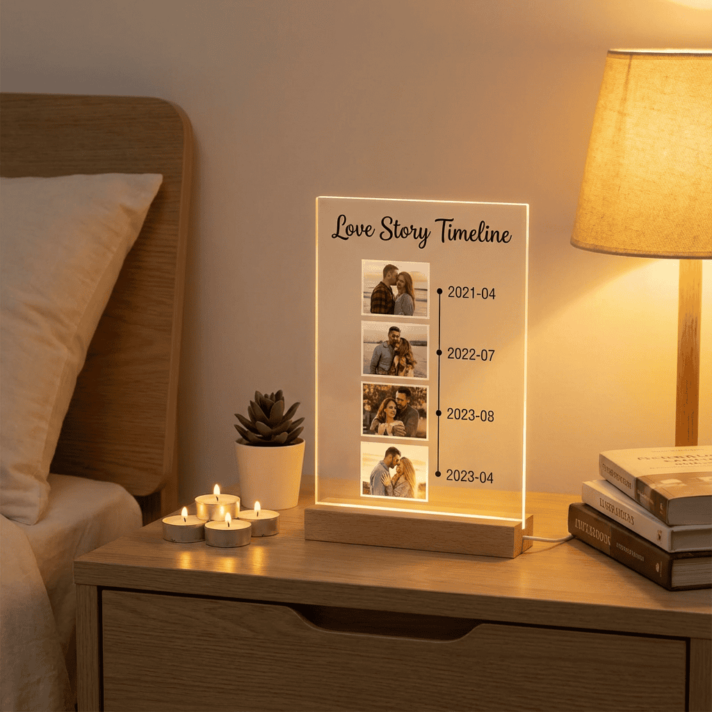Love Story Timeline auf Acrylglas A4 – Personalisiert mit 4 Fotos – Bild 7