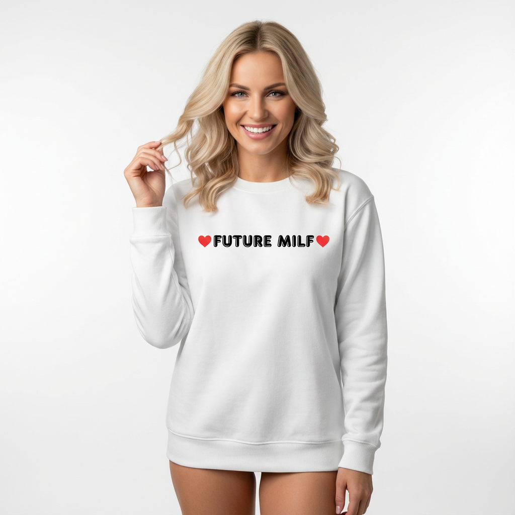 Damen Sweatshirt Weiß Future MILF Lustig Geschenk für werdende Mütter – Bild 2