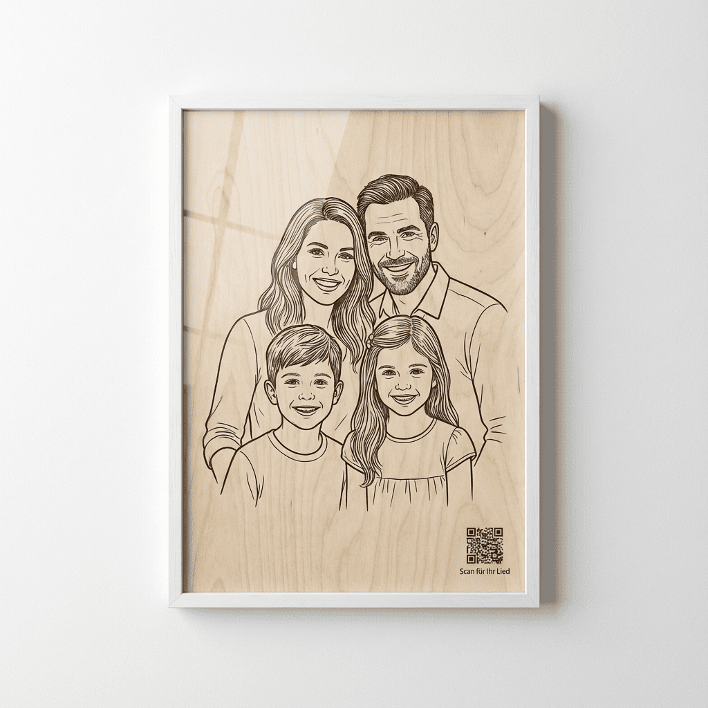 Herzklang auf Holz – Graviertes Porträt mit Lied – Bild 4