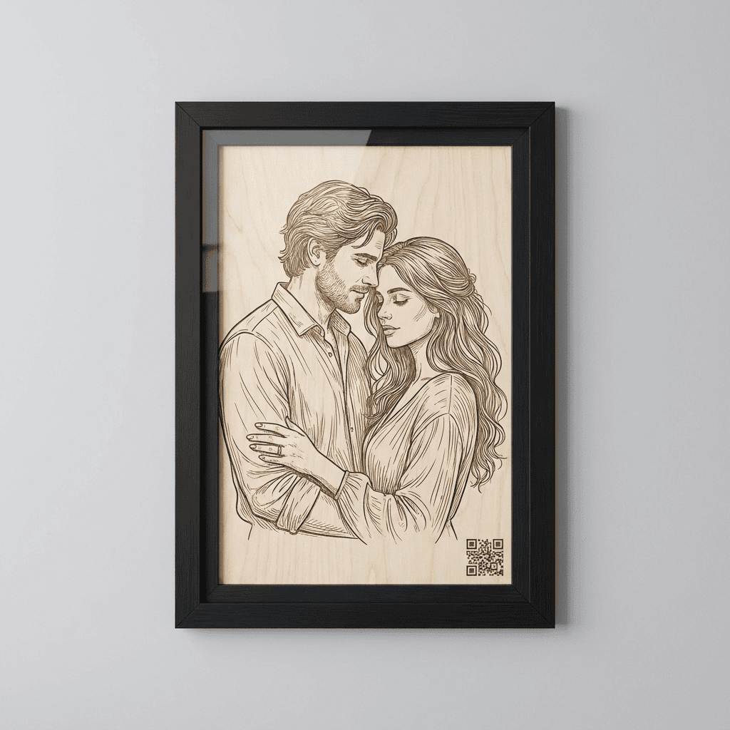 Herzklang auf Holz – Graviertes Porträt mit Lied – Bild 5