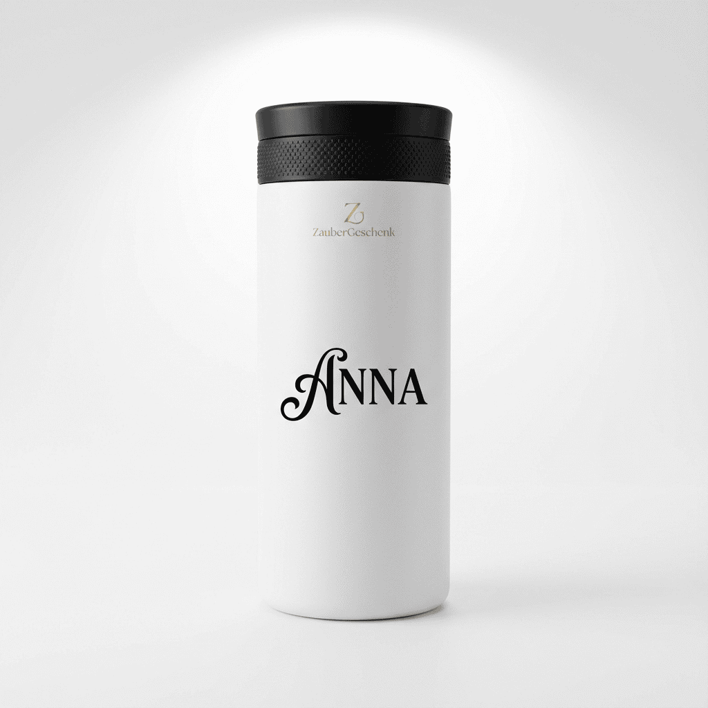 Personalisierter Thermobecher weiß – 3D-Motiv + Wunschname
