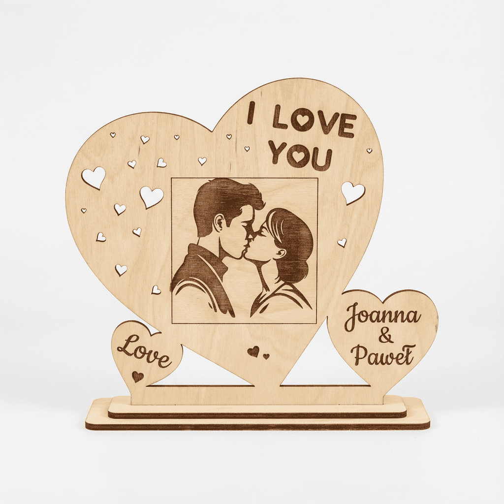 Personalisiertes Holzherz mit Foto & Gravur – Geschenk für Paare – Bild 3