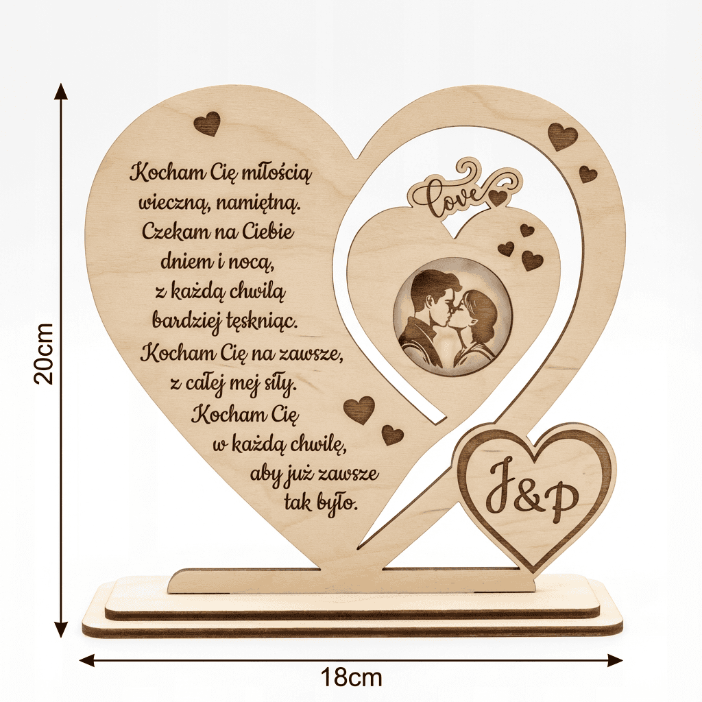 Personalisiertes Holzherz mit Foto & Gravur – Geschenk für Paare – Bild 2